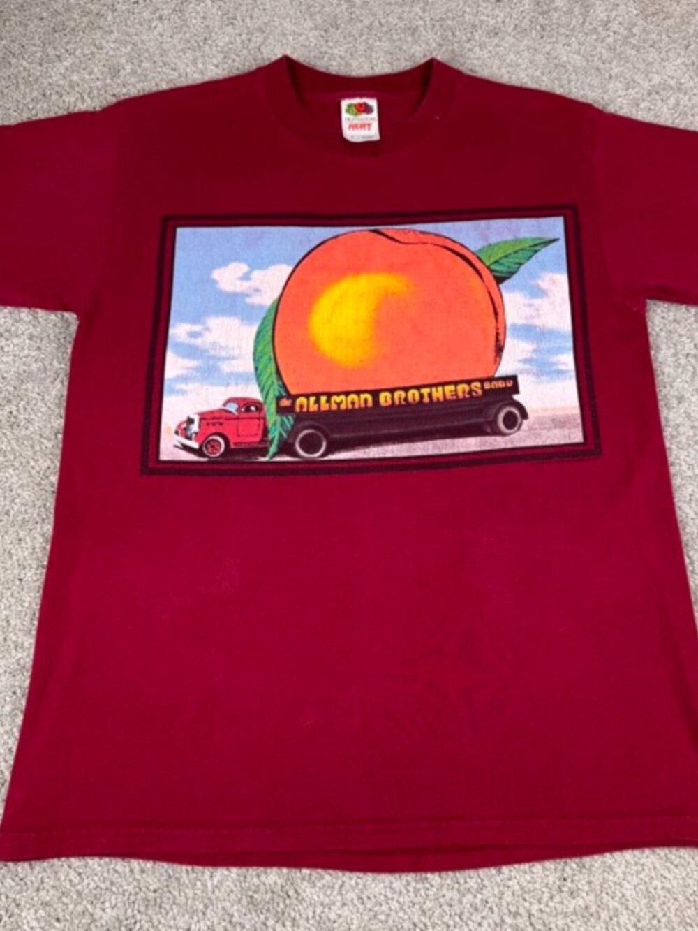 Vintage The Allman Brothers Band Eat A Peach For Peace T-Shirt Medium Red Y2K